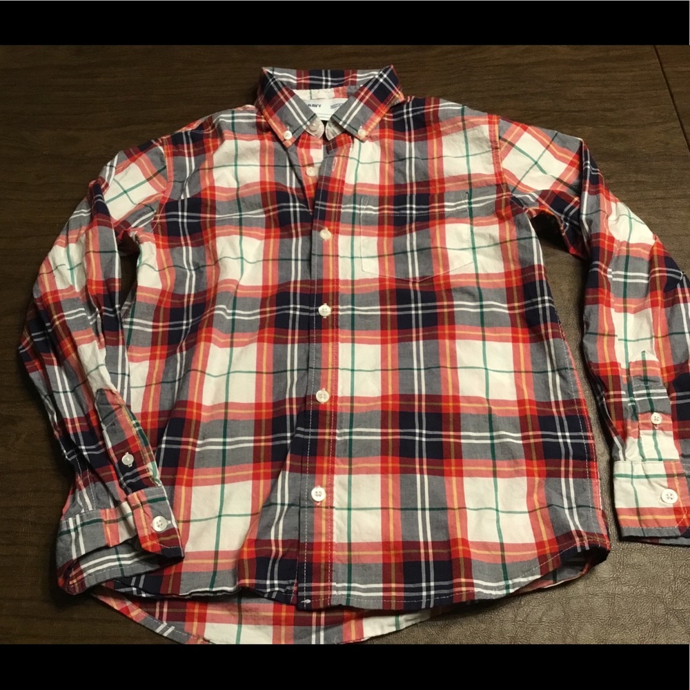 Old navy boys Oxford Sz 10-12 button down blue red